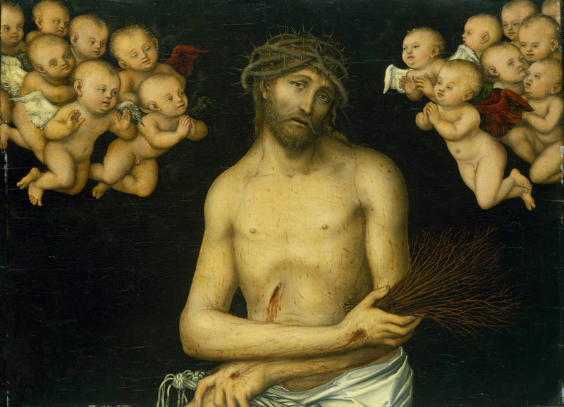 Het Christus als man van smart omringd door engelen - Lucas Cranach de Oude