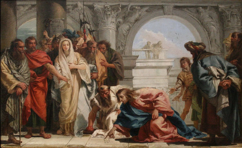 Christus en de overspelige vrouw - Giovanni Battista Tiepolo