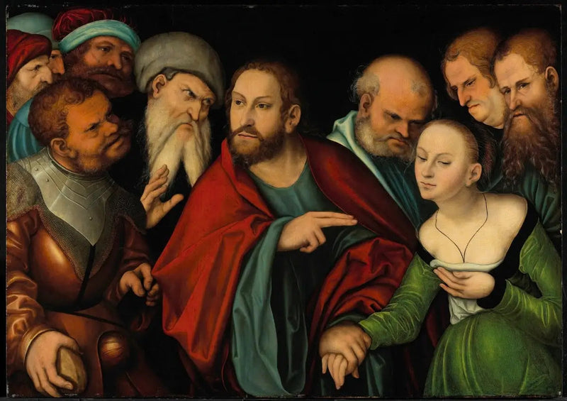 Het Christus en de overspelige vrouw - Lucas Cranach de Oudere