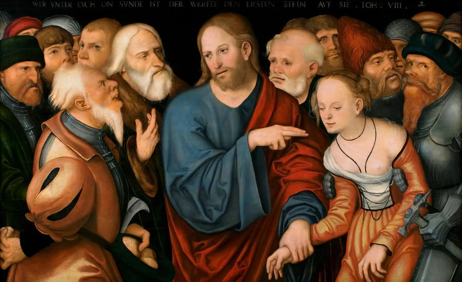 Het Christus en de overspelige vrouw - Lucas Cranach de Oudere
