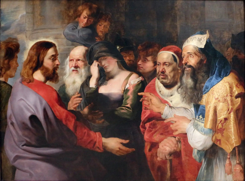 Christus en de overspelige vrouw - Peter Paul Rubens