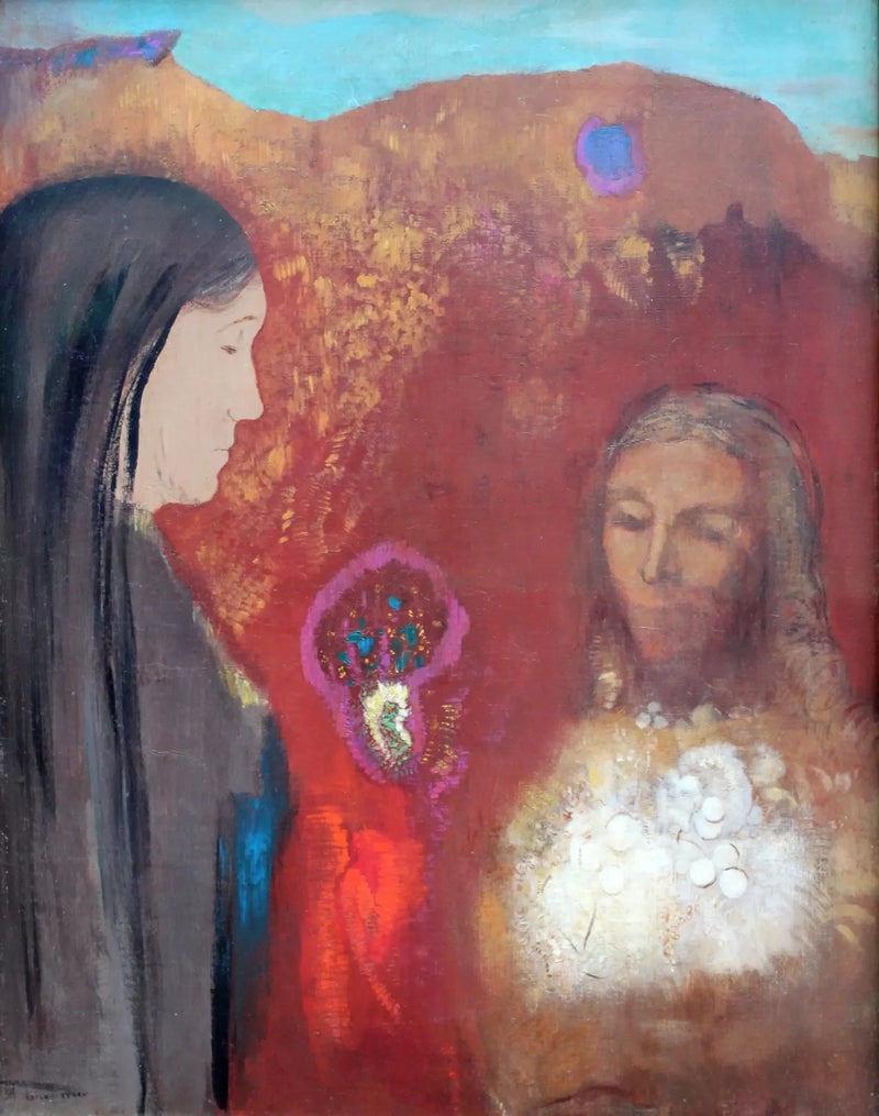 Christus en de Samaritaanse (Het Boeket Witte Bloemen) - Odilon Redon