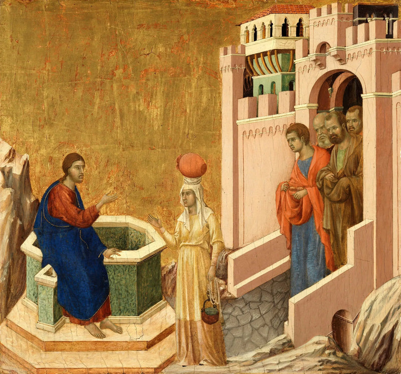 Het Christus en de Samaritaanse - Duccio di Buoninsegna
