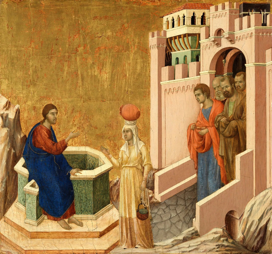 Het Christus en de Samaritaanse - Duccio di Buoninsegna