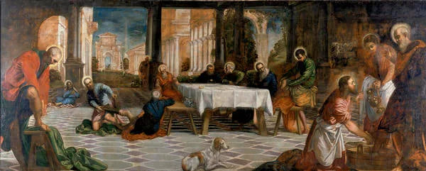 Het Christus die de voeten van de discipelen wast - Jacopo Tintoretto