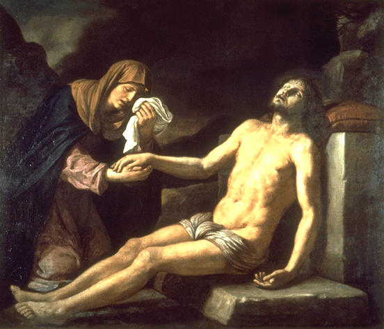 De gestorven Christus die door de Maagd wordt gehuild - Guercino