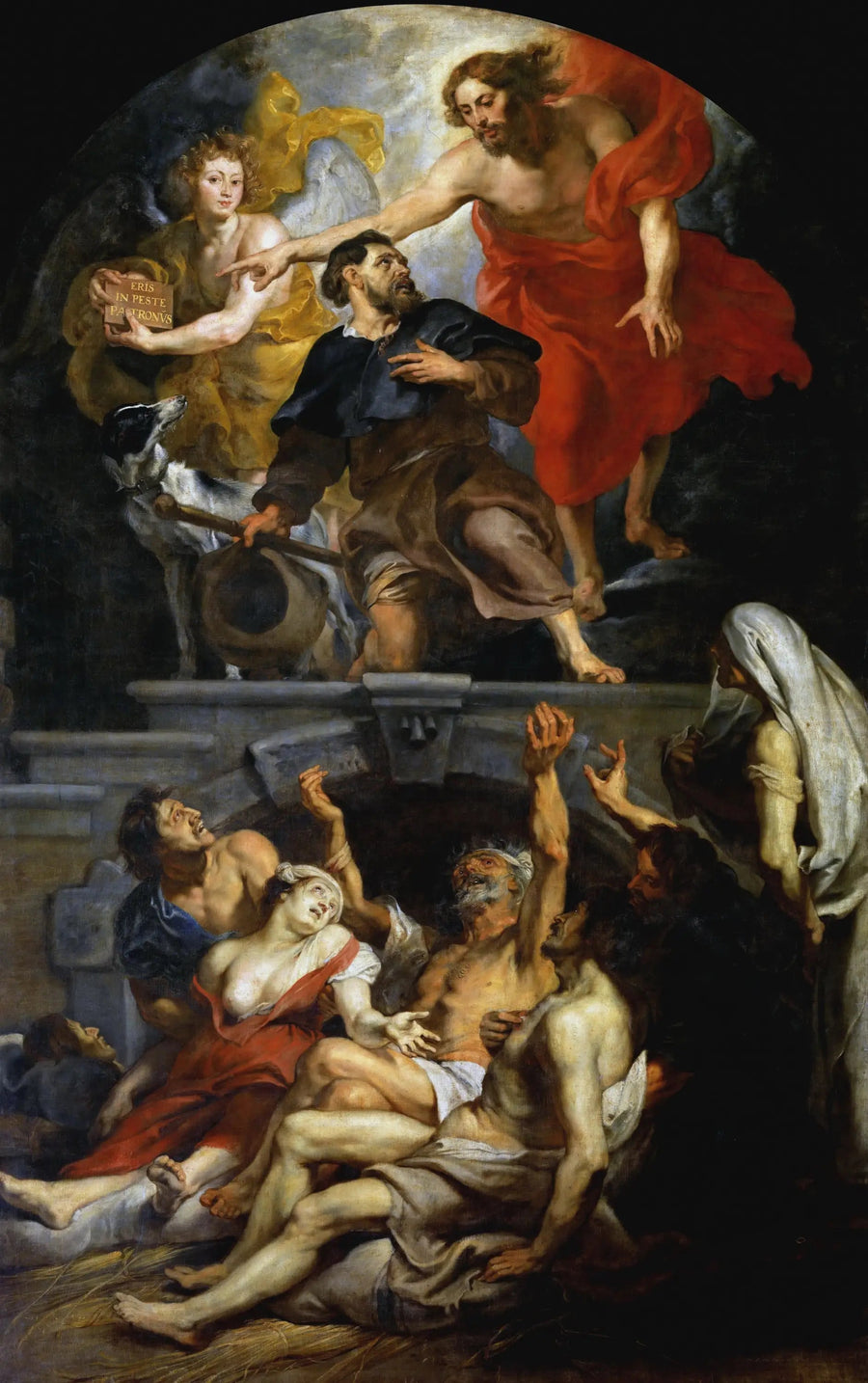De Christus noemt Sint-Rochus patroonheilige van de pestlijders - Peter Paul Rubens