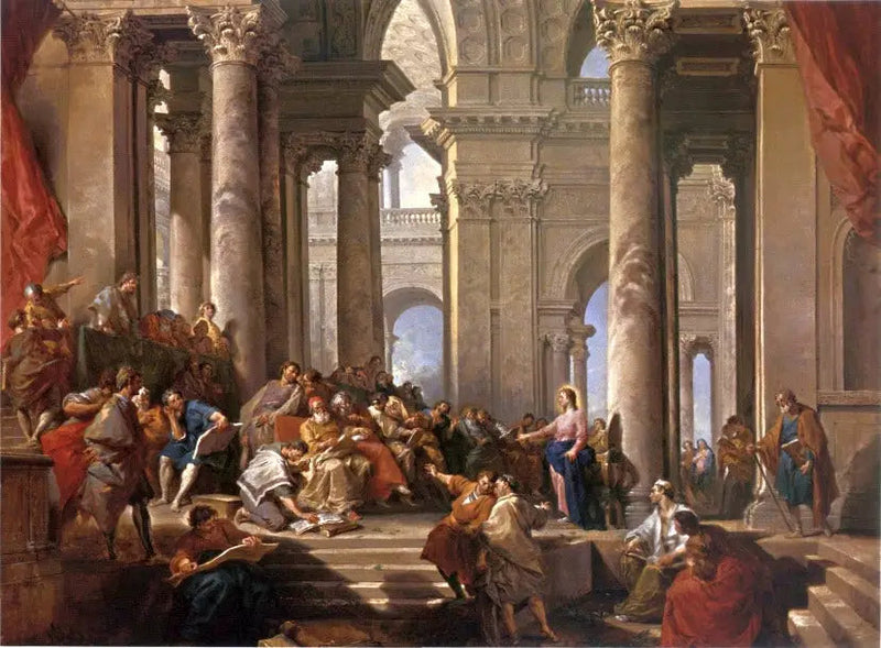 Het Christus onder de artsen - Giovanni Paolo Panini

Source:
Le Christ parmi les docteurs - Giovanni Paolo Panini