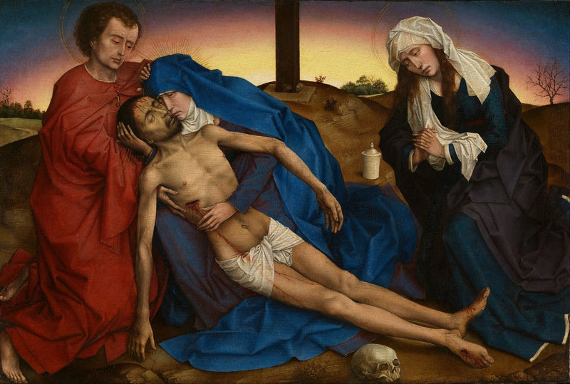 De Christus die door zijn moeder wordt geweend, Sint Jan en Sint Maria Magdalena - Rogier van der Weyden