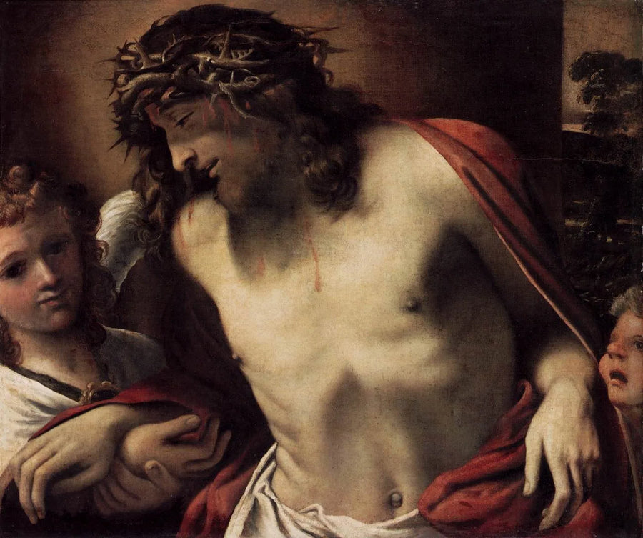Het Christus met de doornenkroon, ondersteund door engelen - Annibale Carracci