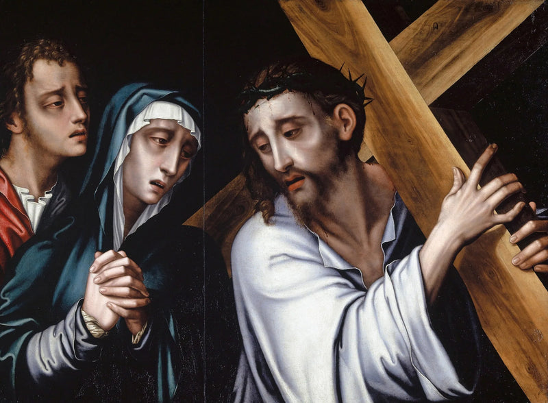 Christus met het kruis met de Maagd en Sint Jan - Luis de Morales