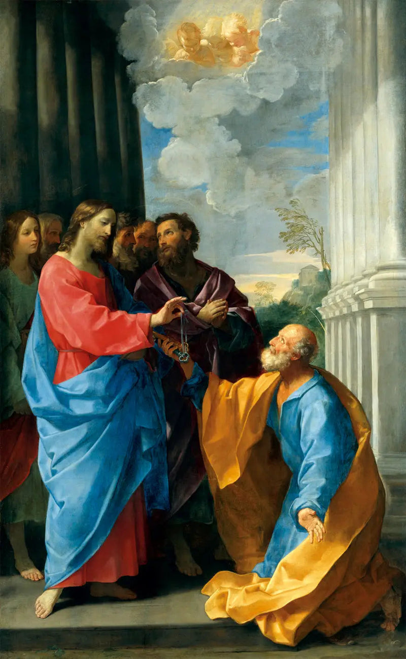 Christus die de sleutels aan Sint-Pieter overhandigt - Guido Reni