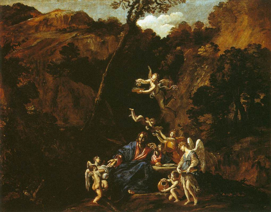 Het Christus bediend door de engelen - Giovanni Lanfranco