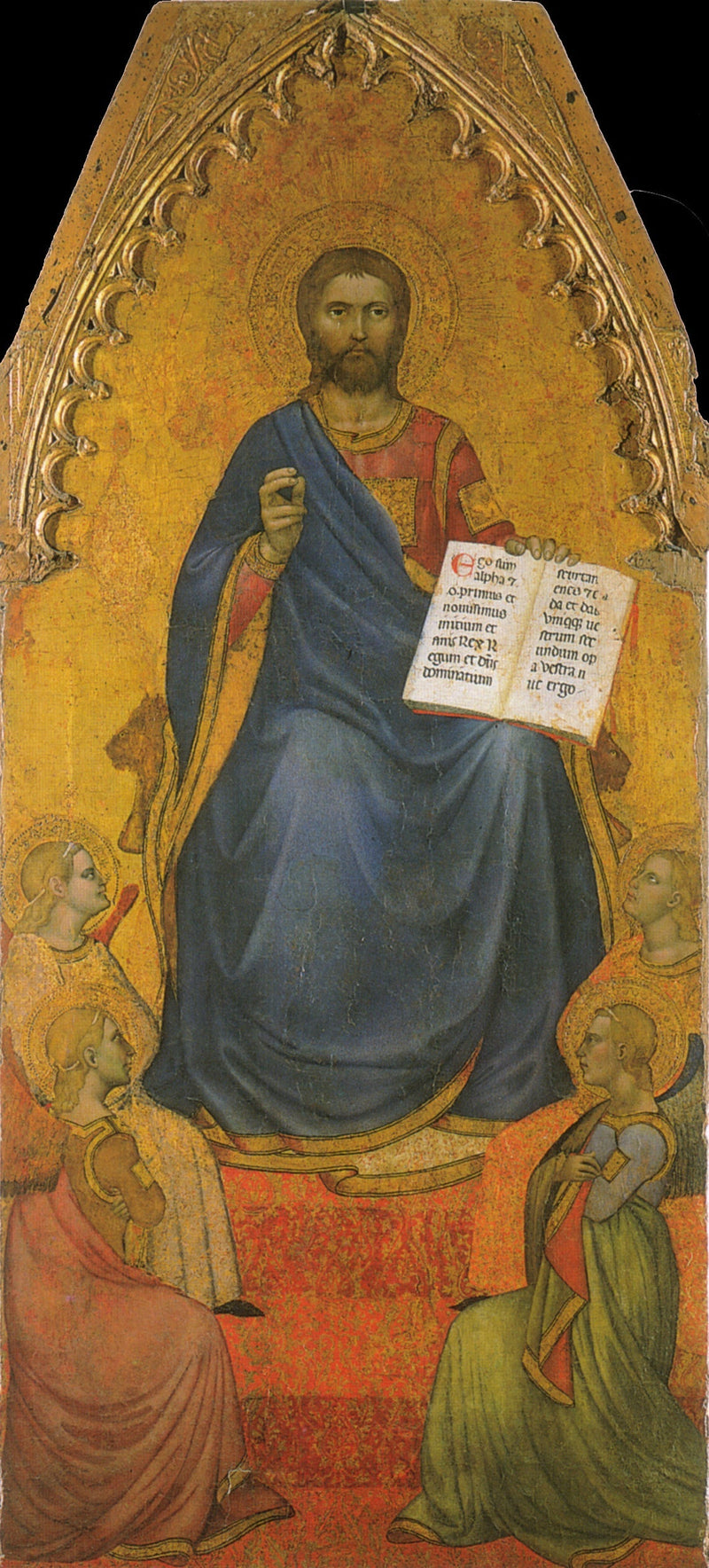 Het Christus op zijn troon, aanbeden door de engelen - Giovanni da Milano