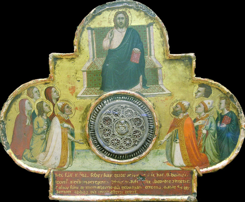 De Christus die op de troon zit met de heiligen - Bernardo Daddi