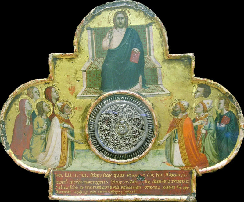 De Christus die op de troon zit met de heiligen - Bernardo Daddi