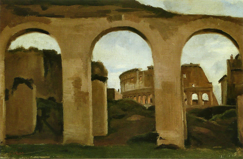 Het Colosseum, gezien door de arcades van de Basiliek van Constantijn - Jean-Baptiste Camille Corot