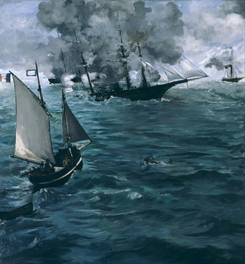 De Strijd tussen de Kearsarge en de Alabama - Édouard Manet