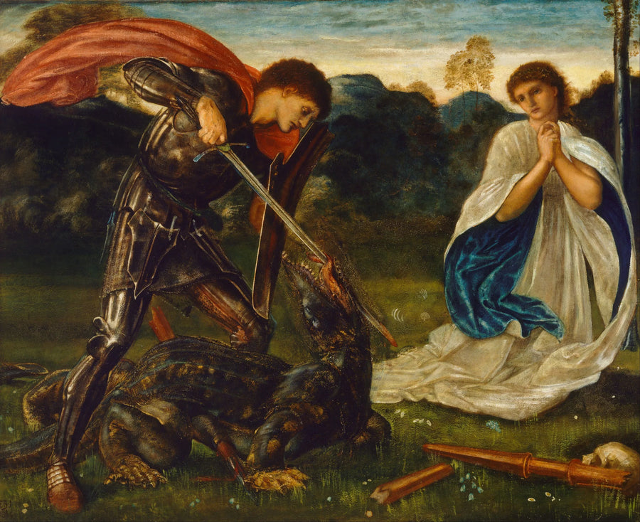 De strijd: Sint Joris doodt de draak - Edward Burne-Jones