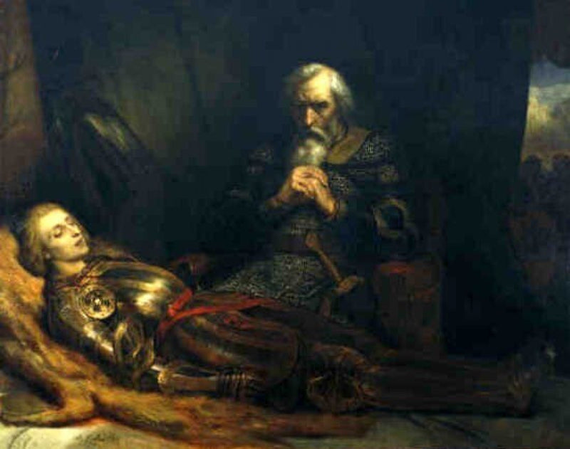 Graaf Eberhard van Württemberg huilt bij het lichaam van zijn zoon - Ary Scheffer
