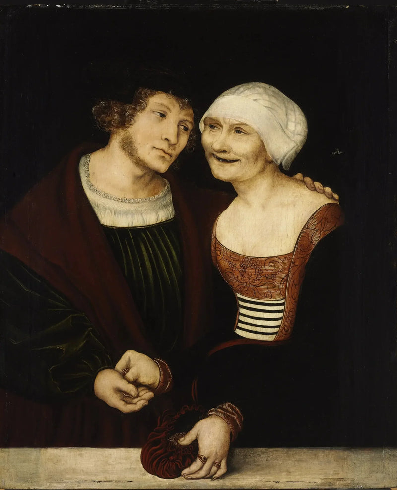 Het slecht bijpassende paar: Jonge man en oude vrouw - Lucas Cranach de Oudere