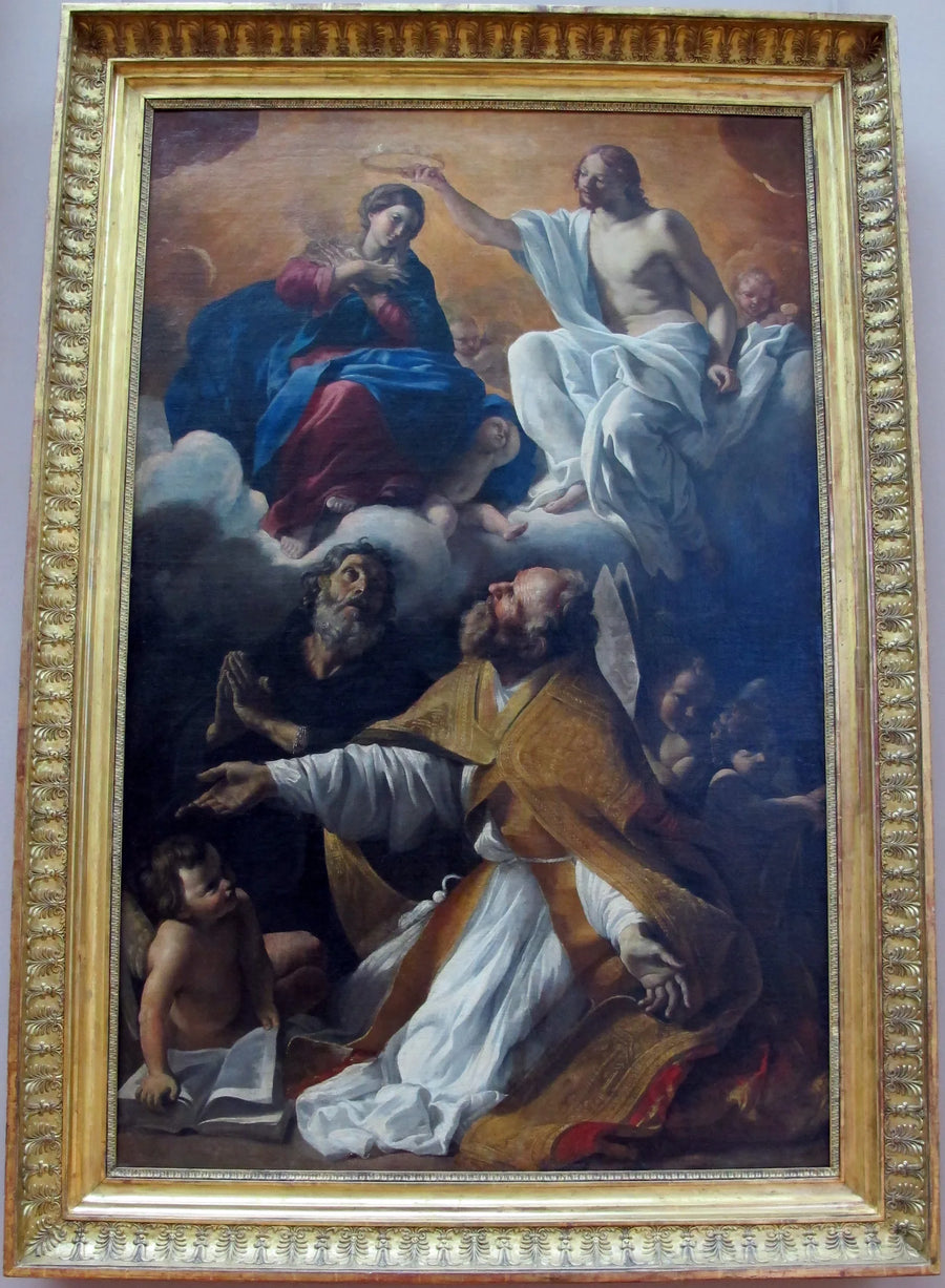 De Kroning van de Maagd met Sint Augustinus en Sint Willem van Aquitanië - Giovanni Lanfranco