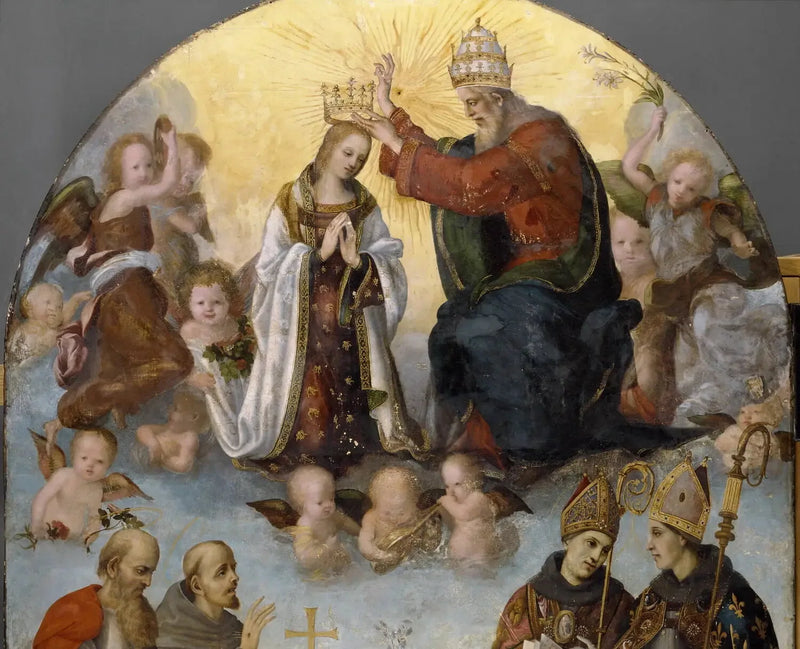 De Kroning van de Maagd met Sint Jeroen, Sint Franciscus van Assisi, Sint Bonaventura en Sint Lodewijk van Toulouse - Filippino Lippi