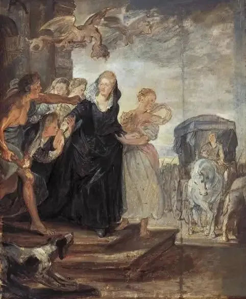 Het vertrek van de koningin van Parijs - Peter Paul Rubens