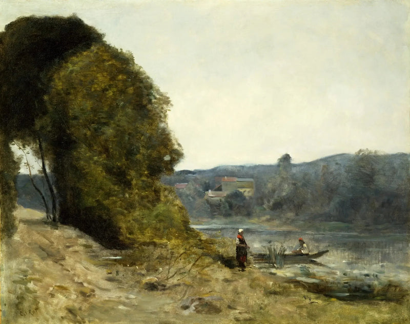 De vertrek van de bootman - Jean-Baptiste Camille Corot