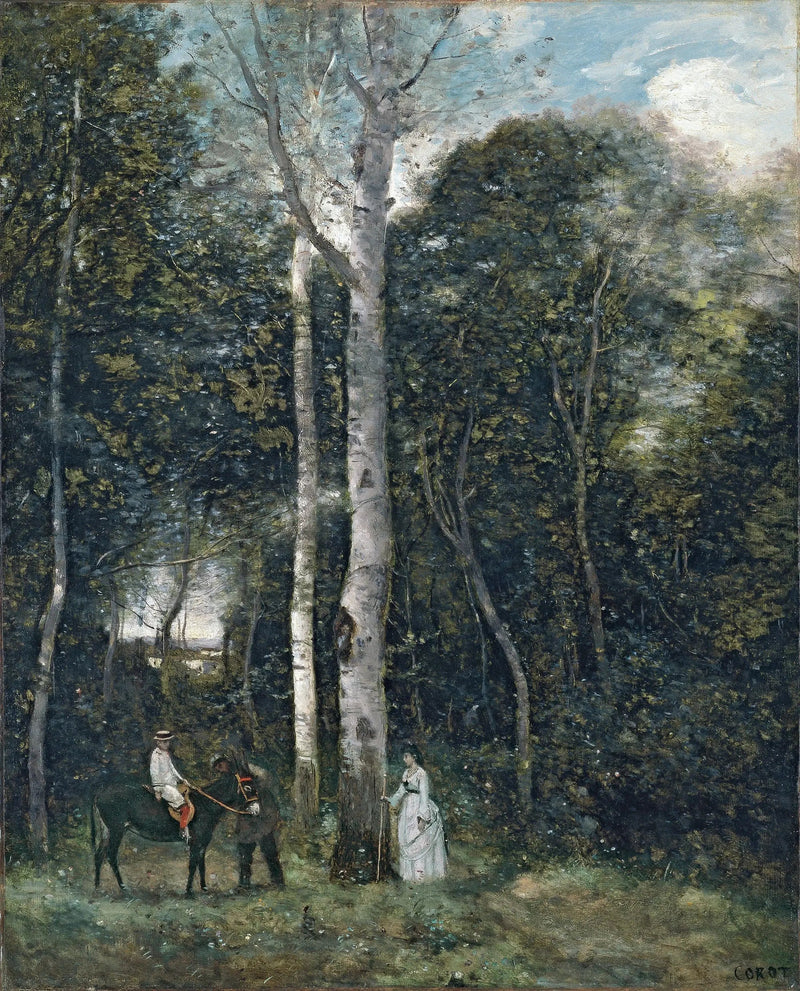 De vertrek naar de leeuwenwandeling, in Port-Marly - Jean-Baptiste Camille Corot