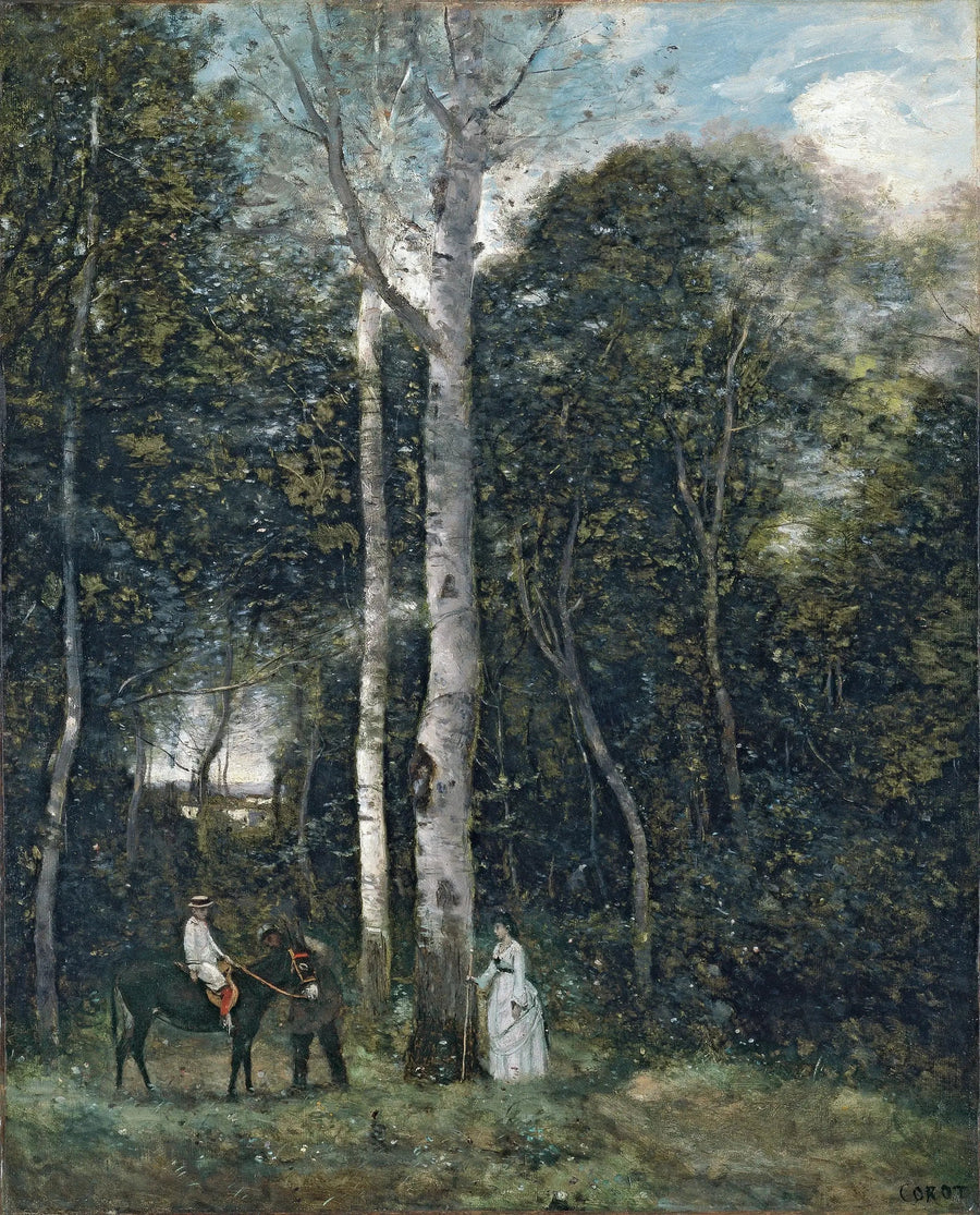 De vertrek naar de leeuwenwandeling, in Port-Marly - Jean-Baptiste Camille Corot