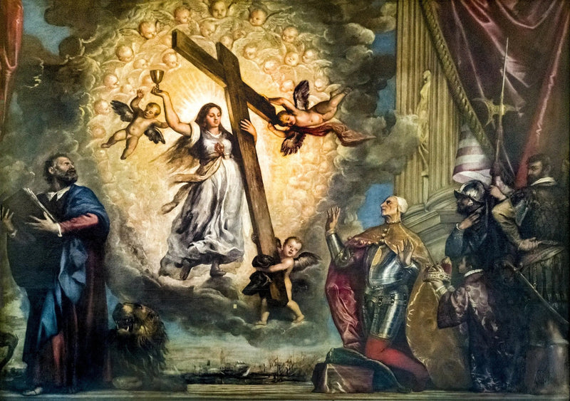 De doge Antonio Grimani knielend voor het geloof - Titian