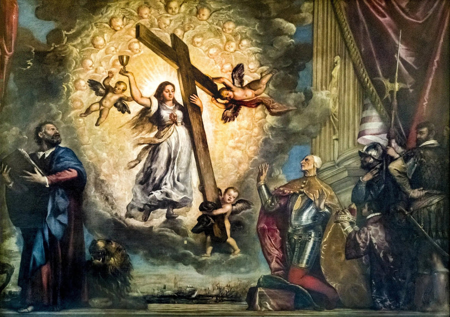 De doge Antonio Grimani knielend voor het geloof - Titian