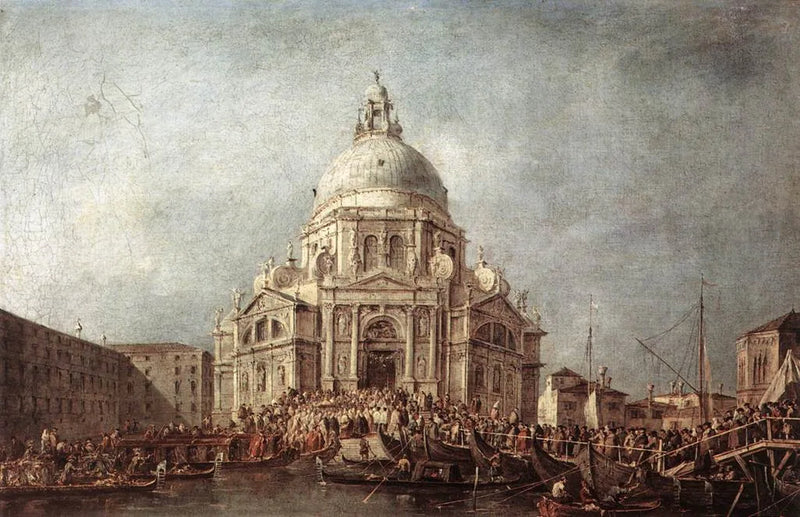 De doge van Venetië gaat naar de Salute, op 21 november, de dag van de herdenking van het einde van de pest van 1630 - Francesco Guardi