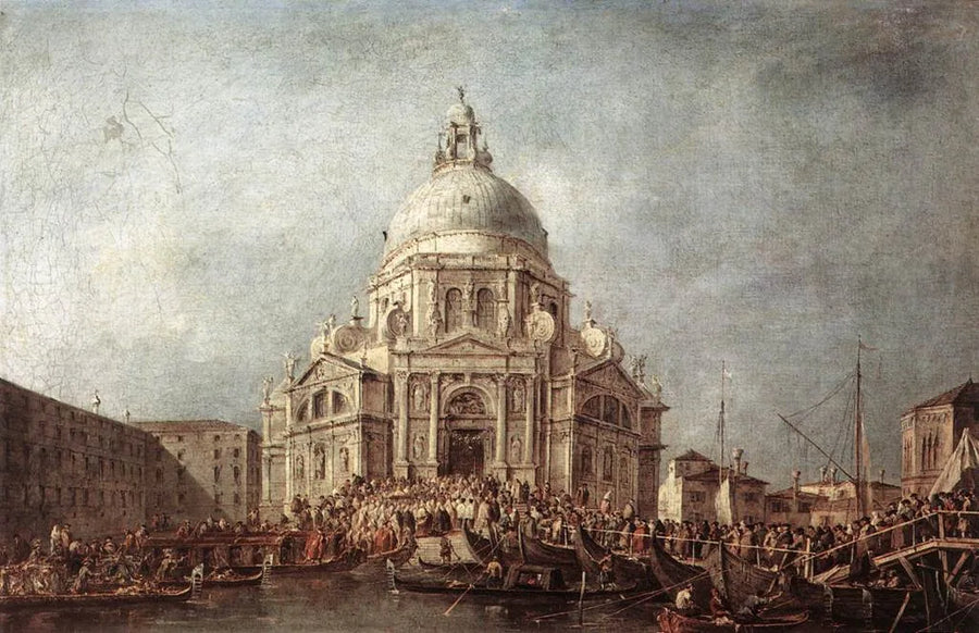 De doge van Venetië gaat naar de Salute, op 21 november, de dag van de herdenking van het einde van de pest van 1630 - Francesco Guardi