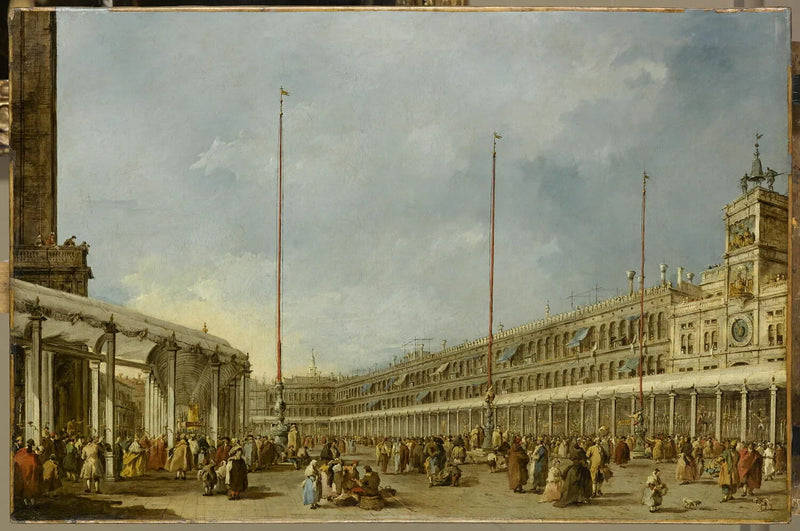 De doge van Venetië volgt de processie van het Corpus Domini op het San Marcoplein - Francesco Guardi