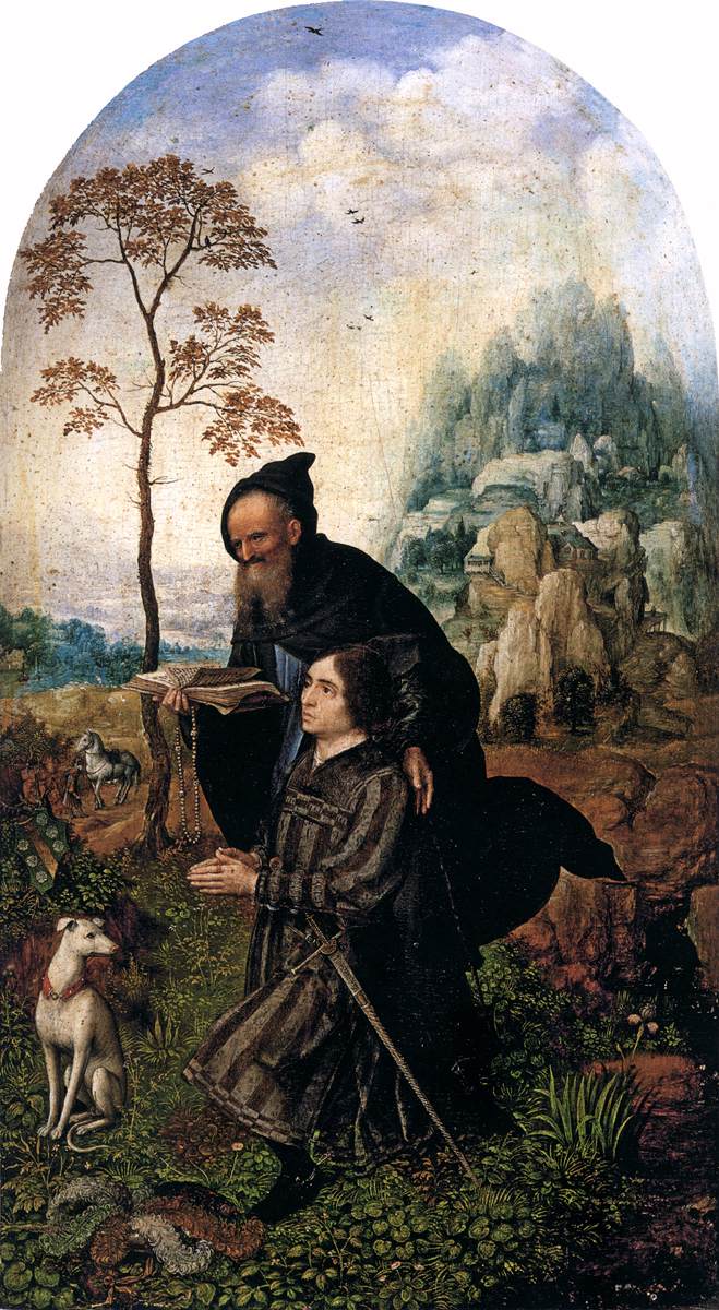 De beschermde schenker door Sint Antonius. - Jan Gossaert