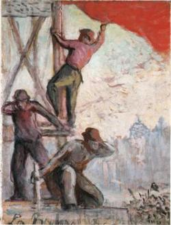 De rode vlag of de vakbattenslag - Maximilien Luce