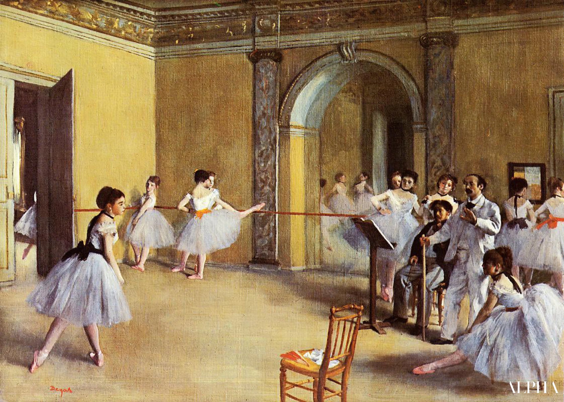 De Danszaal in de Opera aan de Rue Le Peletier - Edgar Degas - Reproducties van schilderijen en hoogwaardige schilderijen