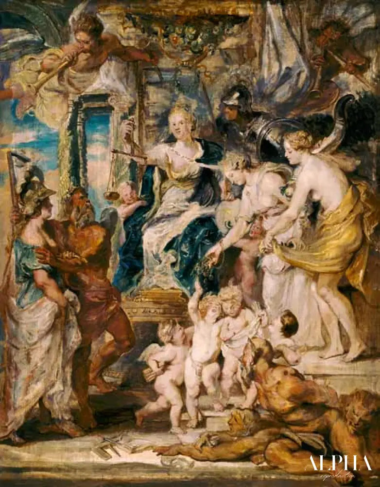 Le gouvernement heureux de la reine, croquis du cycle Médicis - Peter Paul Rubens - Reproductions de tableaux et peintures haut de gamme