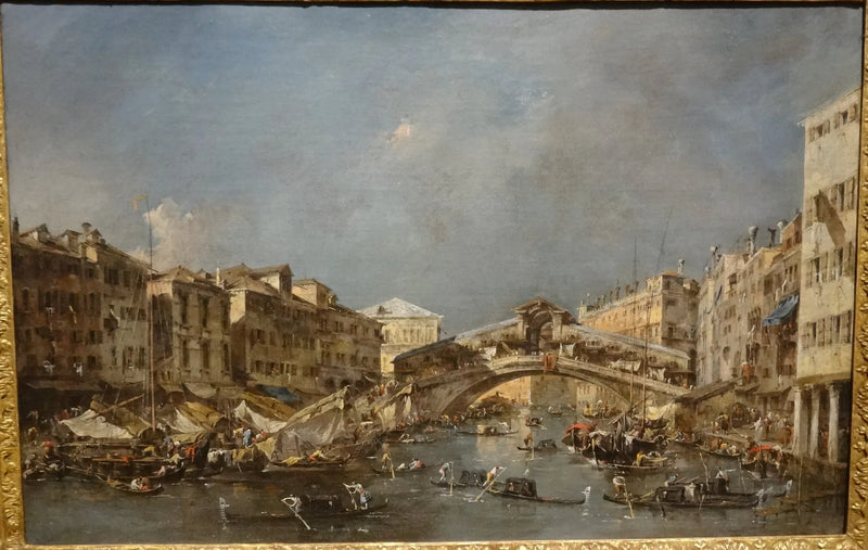 De Grote Gracht met de Rialtobrug gezien vanuit het zuiden - Francesco Guardi