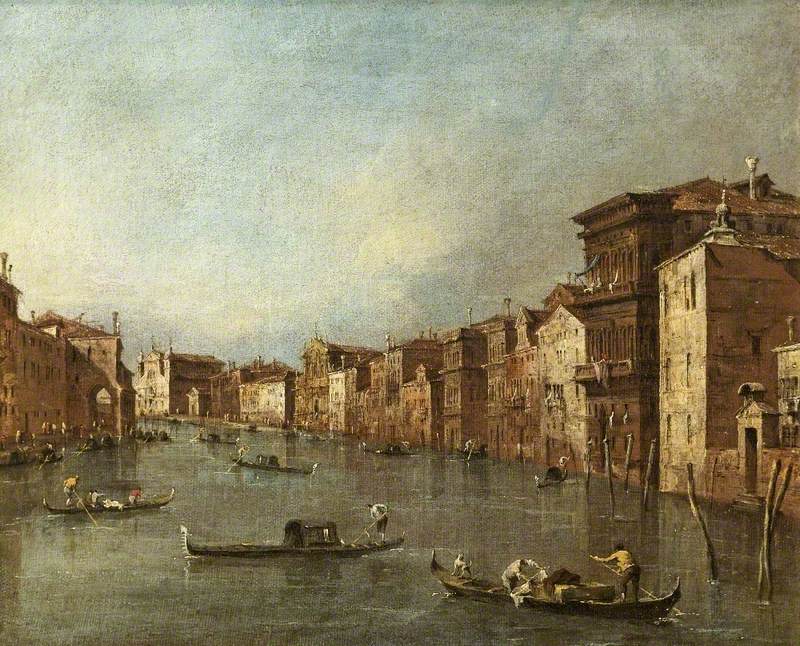 De Grote Gracht, Venetië, Italië, richting Santa Maria degli Scalzi en Santa Lucia - Francesco Guardi
