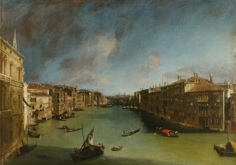 Het Grote Kanaal, richting noordoosten vanaf het Balbi-paleis naar de Rialtobrug - Canaletto
