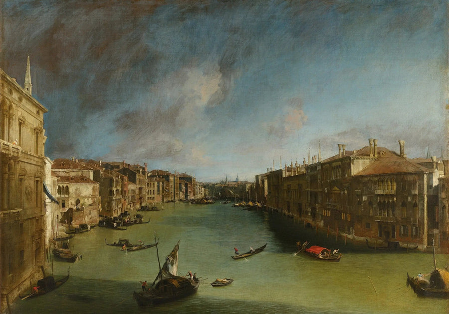 Het Grote Kanaal, richting noordoosten vanaf het Balbi-paleis naar de Rialtobrug - Canaletto