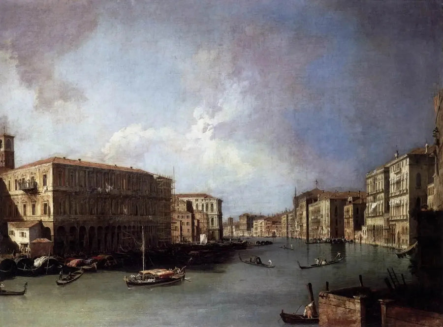 Het Grote Kanaal, richting het noorden bij de Rialtobrug - Canaletto