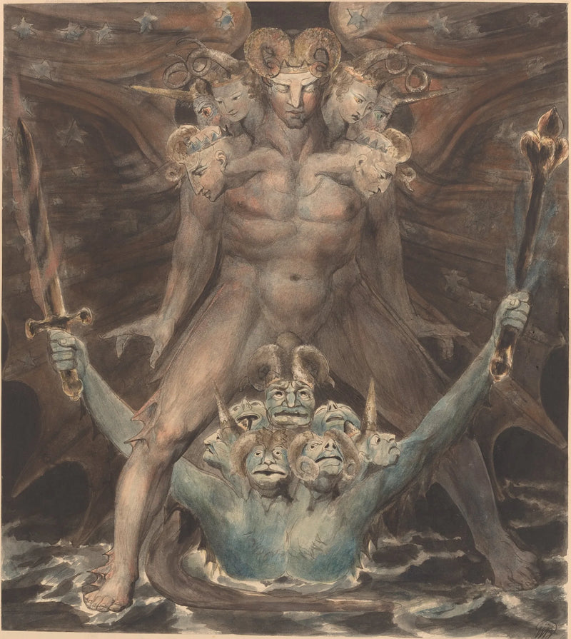 De Grote Rode Draak en het Beest uit de Zee - William Blake