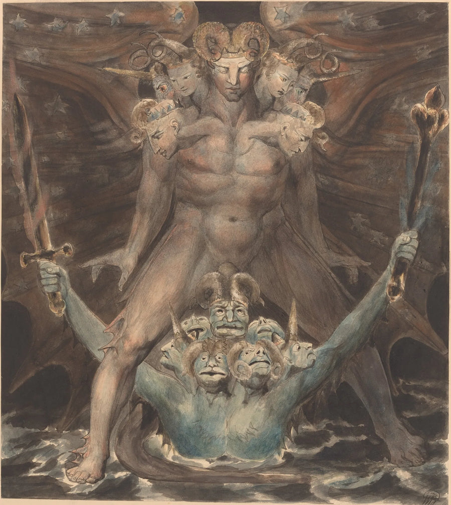 De Grote Rode Draak en het Beest uit de Zee - William Blake