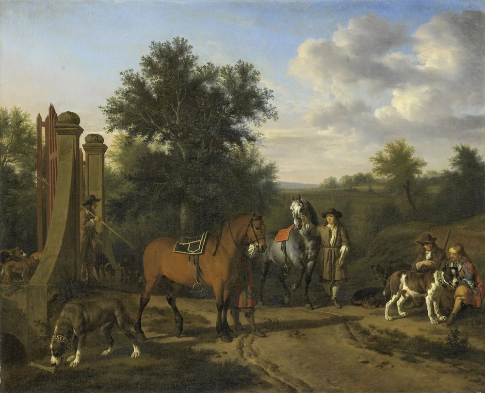 Le groupe de chasse - Adriaen van de Velde image 1 reproduction artisanale de tableau