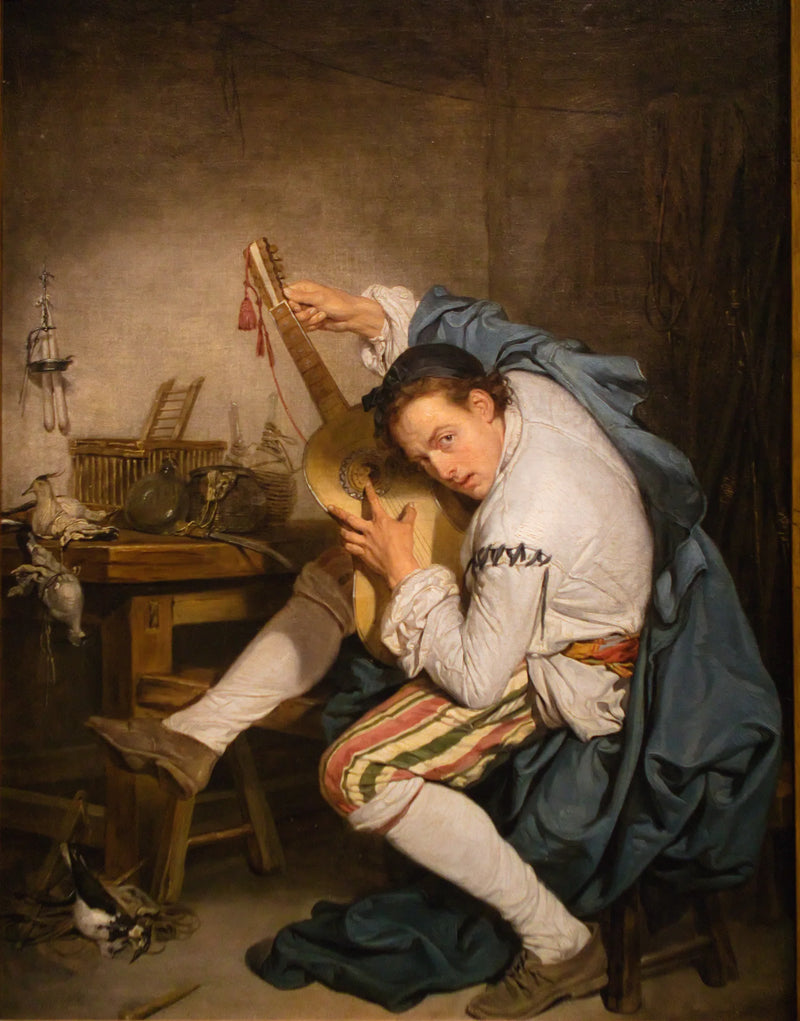 De Gitarist (De Vogelspeelster). - Jean-Baptiste Greuze