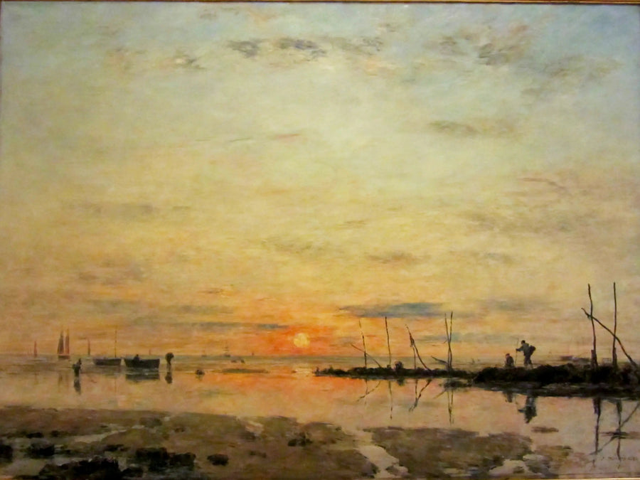 Le Havre. Zonsondergang bij laag water - Eugène Boudin